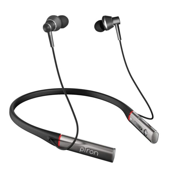 pTron Tangent Plus Magnetic in-Ear Wireless Bluetooth 5.0 Headphones, 15hrs Playback with Deep Bass, TF Player/Selfie Feature, IPX4 Water/Sweat Resist Total