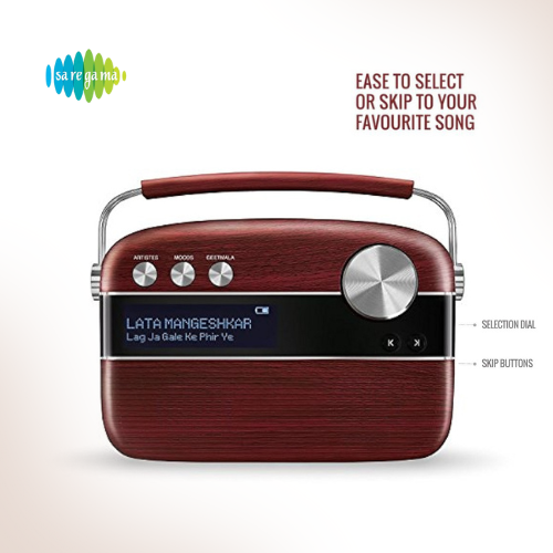 Saregama Carvaan Hindi - Portable Music Player with 5000 Preloaded Songs, FM/BT/AUX (Cherrywood Red)