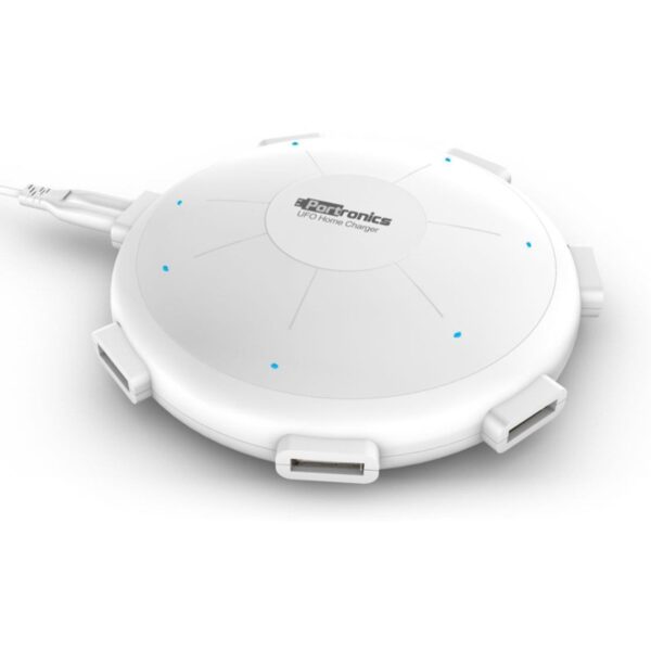 Portronics POR 343 UFO USB Home Charger 6 Ports 8A Charging Station for Smartphones and Tablets - White Total
