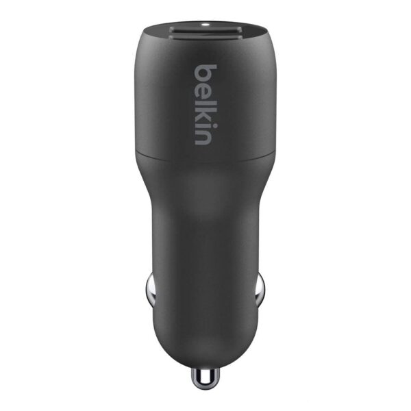 Belkin Game Consoles, Speakers Boost Charge Dual Port USB-A Car Charger 24W, 12W Power from Each Port for 24W of Total Output Power Black (Ccb001Btbk) Total
