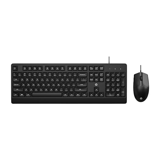 HP KM 150 Wired Mouse and Keyboard Combo, USB Plug-and-Play, 1200 dpi