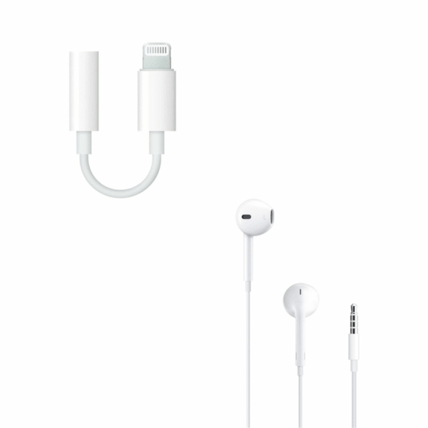 Combo - Apple EarPods with 3.5mm Headphone Plug + Apple Lightning to 3.5 mm Headphone Jack Adapter