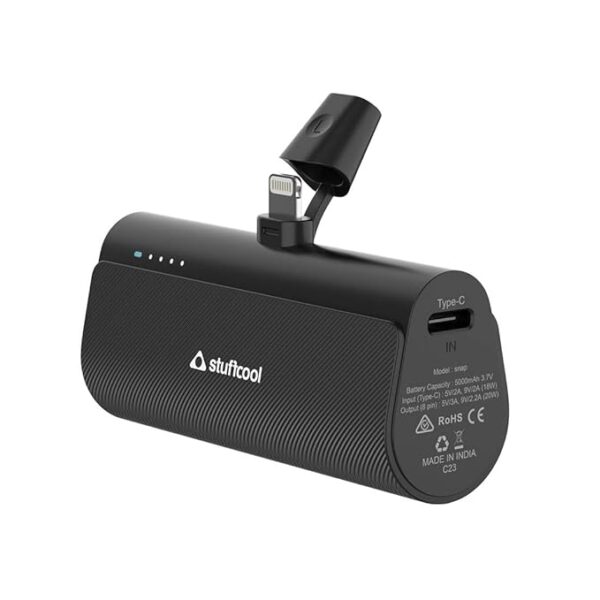 Stuffcool Snap 5000mAh Super Compact Lightning Power Bank with 20W PD Output, Charges Any iPhone 50% in 30 mins, Compatible