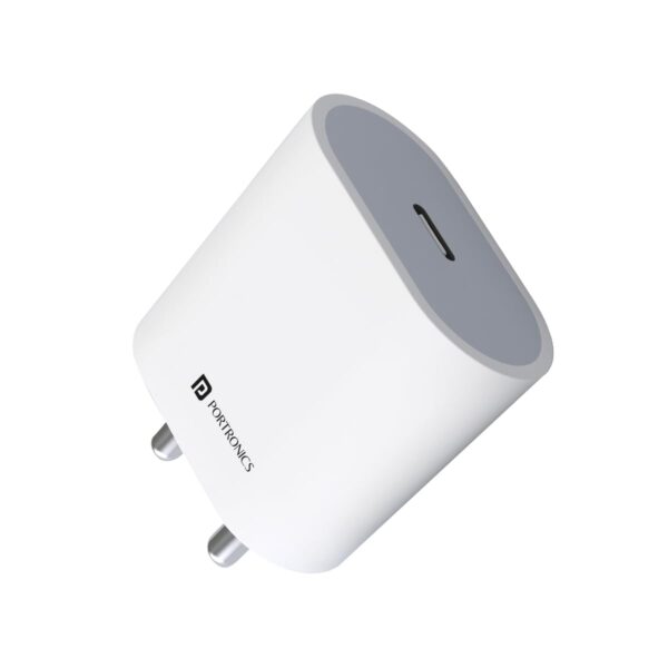 Portronics Adapto 20 Type C 20W Fast PD/Type C Adapter Charger with Fast Charging for iPhone 12/12 Pro/12 Mini/12 Pro Max/11/XS/XR/X/8/Plus, iPad Pro/