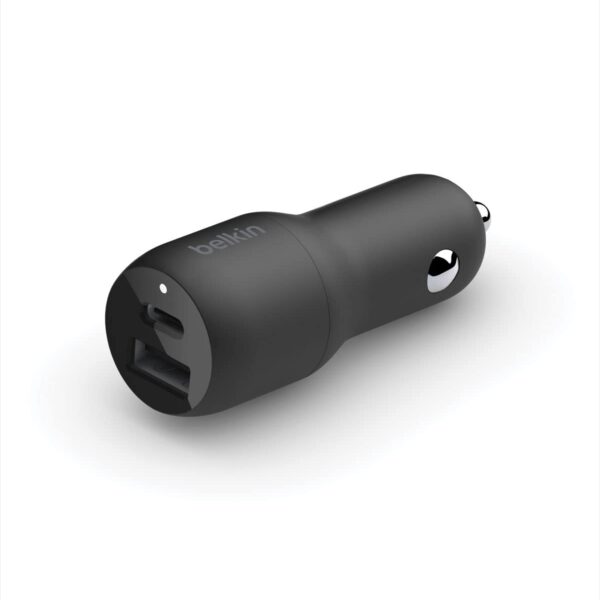Belkin 37W Dual Port (USB-C & USB-A) Fast Charge Car Charger Adapter. with 25W USB-C & 12W USB-A Ports Quick Charge All Compatible Devices (Mobiles, T