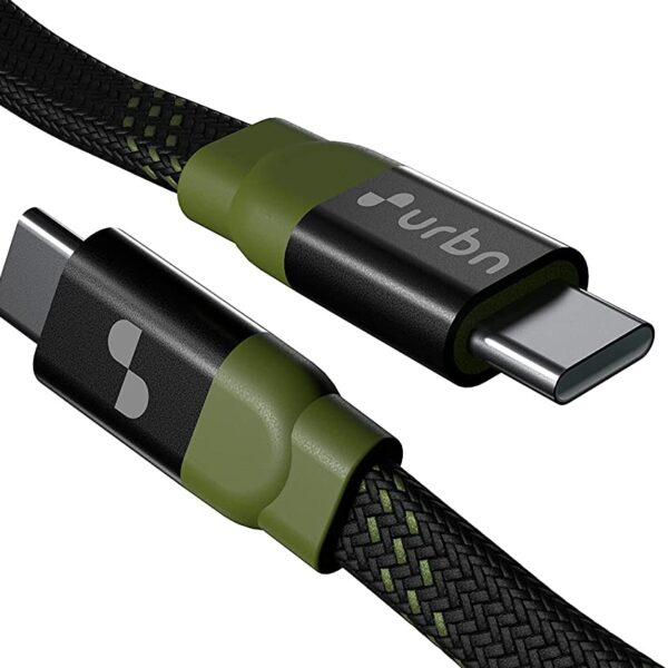 URBN 100W Super Fast PD Cable | Type C to C | Flat Cable | Made for Mobiles & Laptops | Charge Macbook & other supported devices - 4 Feet (Blue)