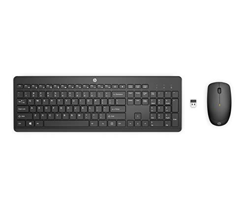 HP 230 Black Chicklet Wireless USB Keyboard and Mouse Set with 2.4GHz Wireless Connection and 12 Function Keys/ 16 Months Battery Life/ 1600 dpi/ Black (18H24AA)