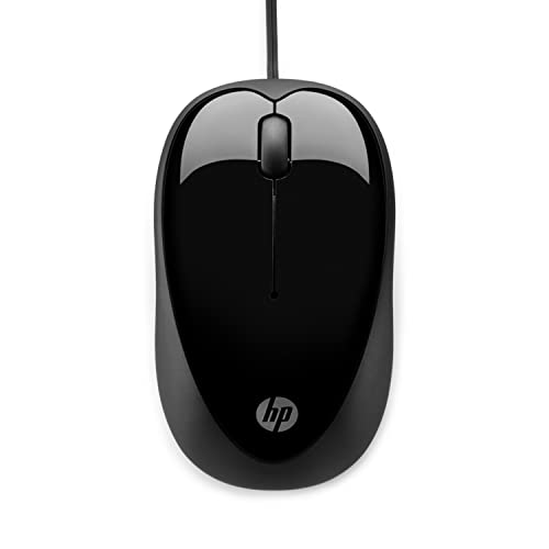 HP X1000 Wired USB Mouse with 3 Handy Buttons, Fast-Moving Scroll Wheel and Optical Sensor works on most Surfaces (H2C21AA, Black/Grey)