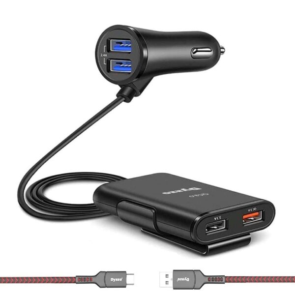 Dyazo QC 12V Fast Car Charger Back Seat Charging 4 USB Ports Compatible for Qualcomm 3.0, Samsung Galaxy, Note, iPhone, Nexus, Vivo, Oppo,Pixel, Mi &