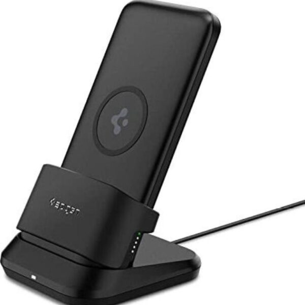 Spigen Lithium polymer 10000 mAh 3 in 1 Wireless Charging Power Bank with USB-A | USB-C 20W Fast Charging - Black