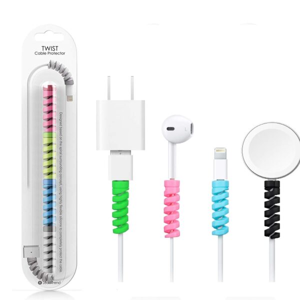 HUMBLE? Spiral Charger Cable Protector Data Cable Saver Charging Cord Protective Cable Cover Set of 1 (4 Pieces).