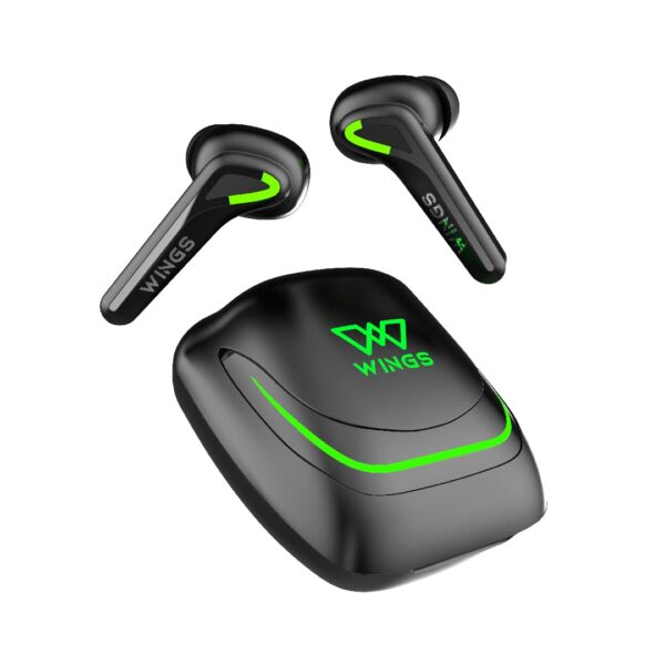 Wings Phantom 760 Wireless Earphones, Earbuds with Low Latency 40 ms, Sync App Support, Gaming Designed case with LED Lights, Bullet ChargeTM Headphon